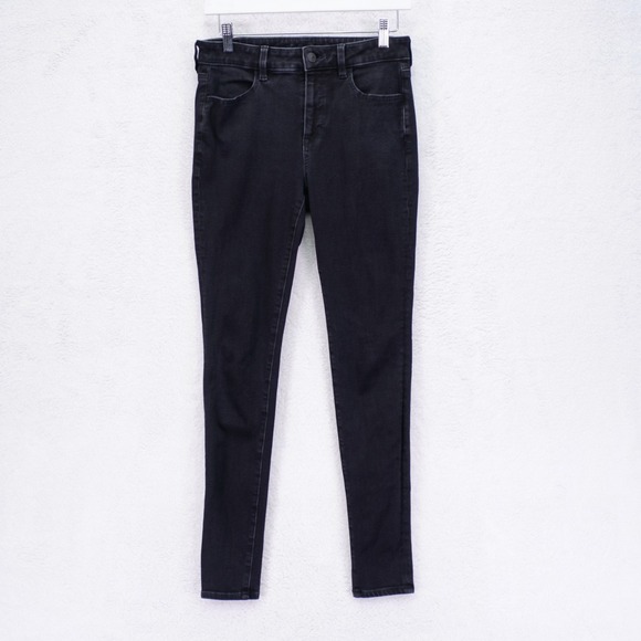 American Eagle Super Stretch High Rise Jegging Black Denim Jeans -6 Long- 28/29 - Picture 1 of 10